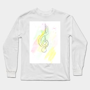 Treble clef, music, fun, funny, musical, art, sketch, watercolor, Long Sleeve T-Shirt